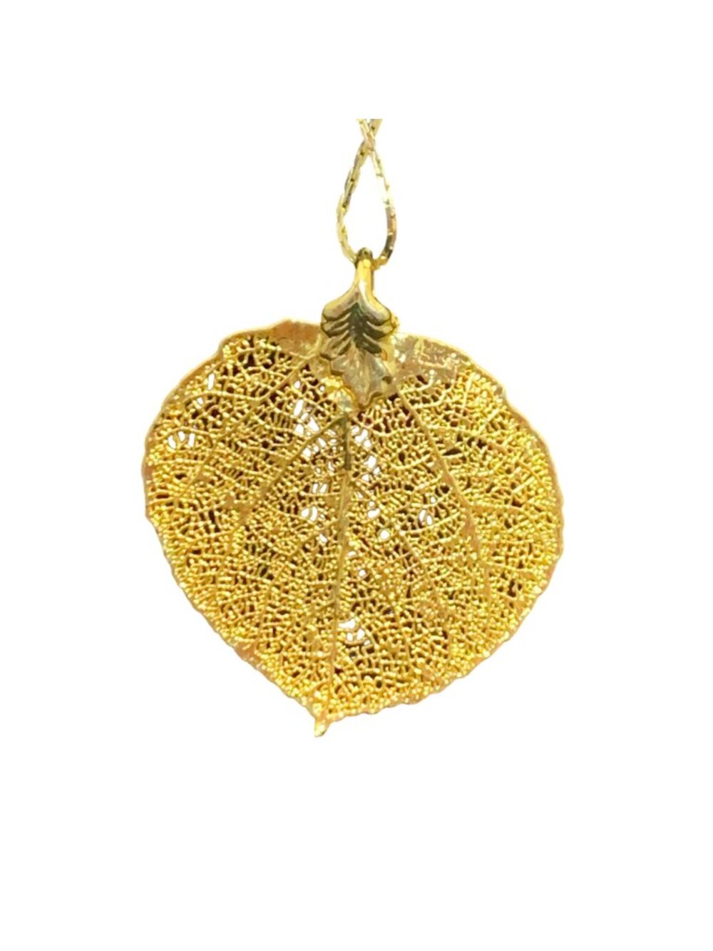 Gold Tone Box Necklace With Intricate Leaf Pendant (2245) - Picture 3 of 5